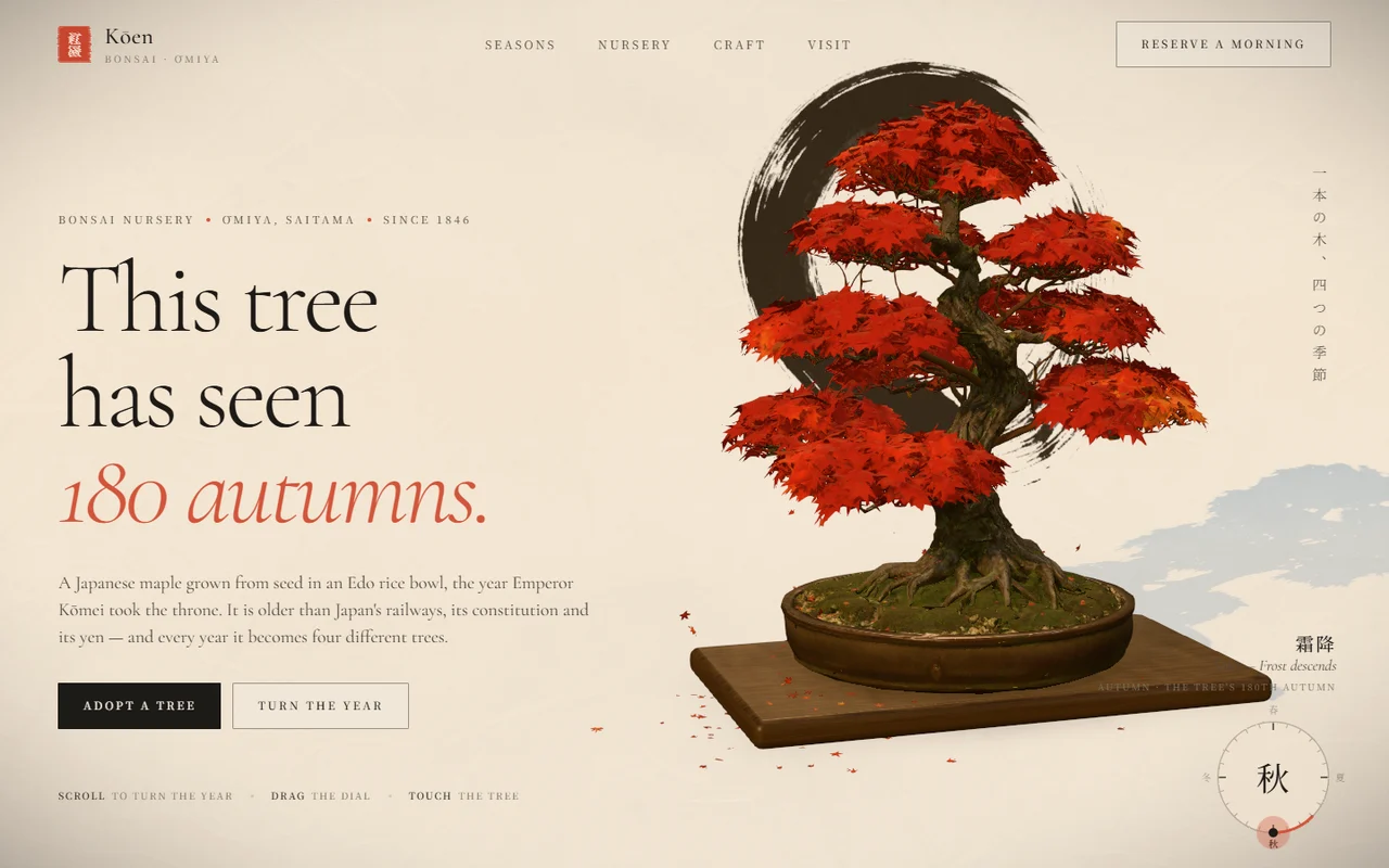 Kōen, one tree through a year
